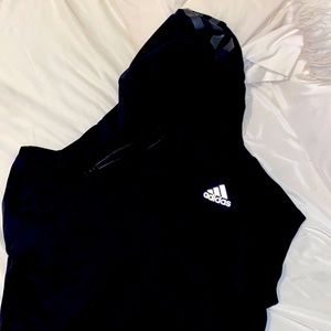 Black Adidas Cut Off Sleeve Hoodie